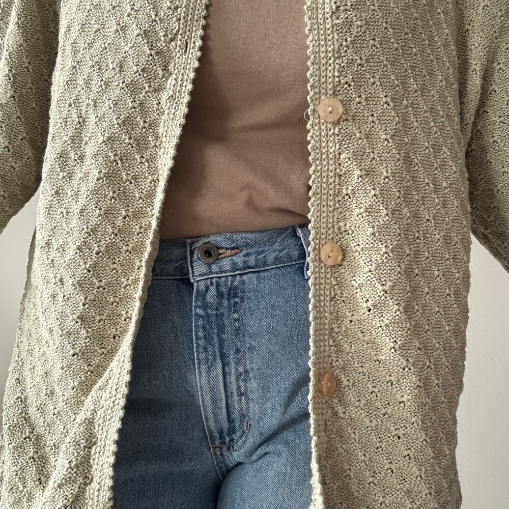Kate Hill Olive Green Open-Stitch Button Cardigan - Picture 2 of 8